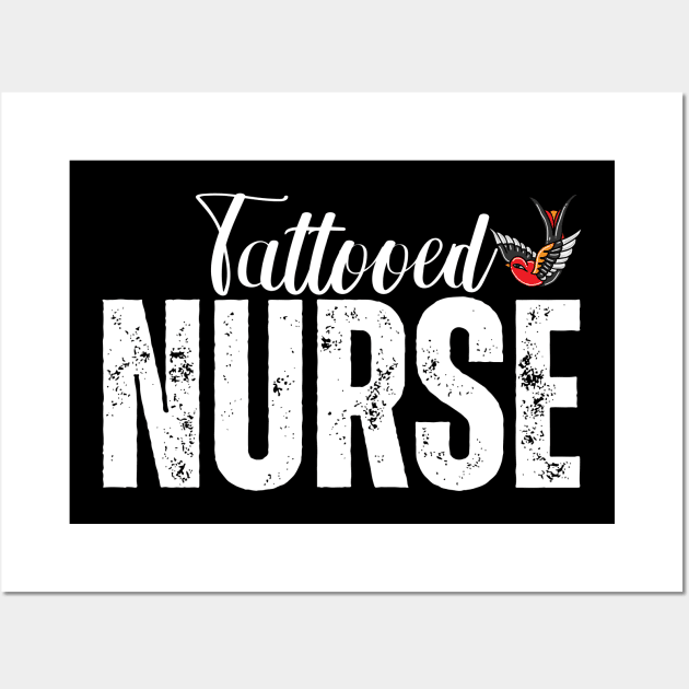 Tattooed Nurse With Small Red & Black Swallow Wall Art by jackofdreams22